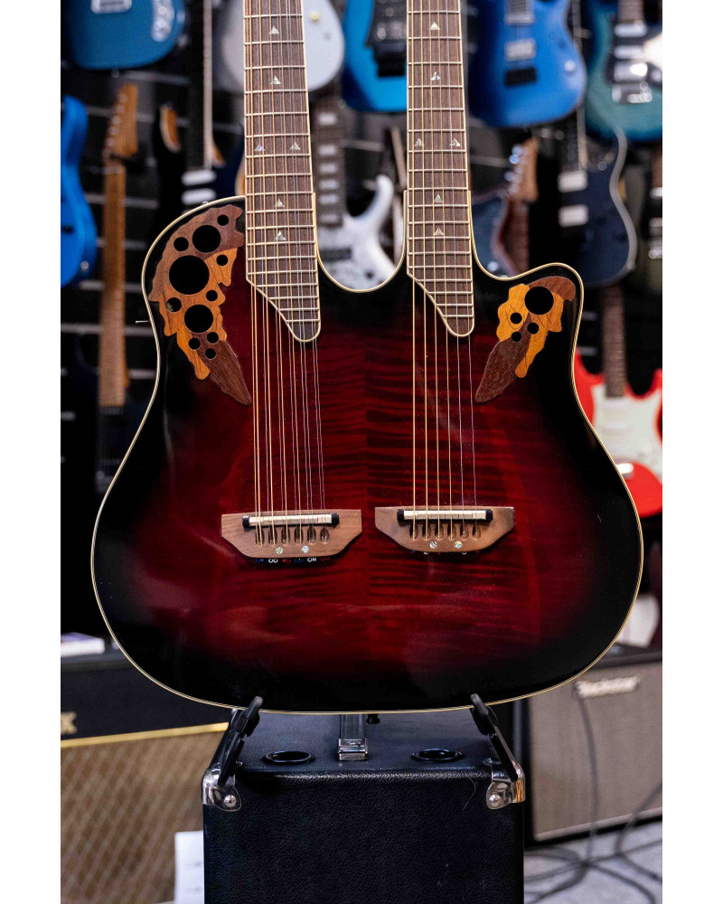 Ovation Celebrity Double Neck - Flamed Maple Ruby Red Burst