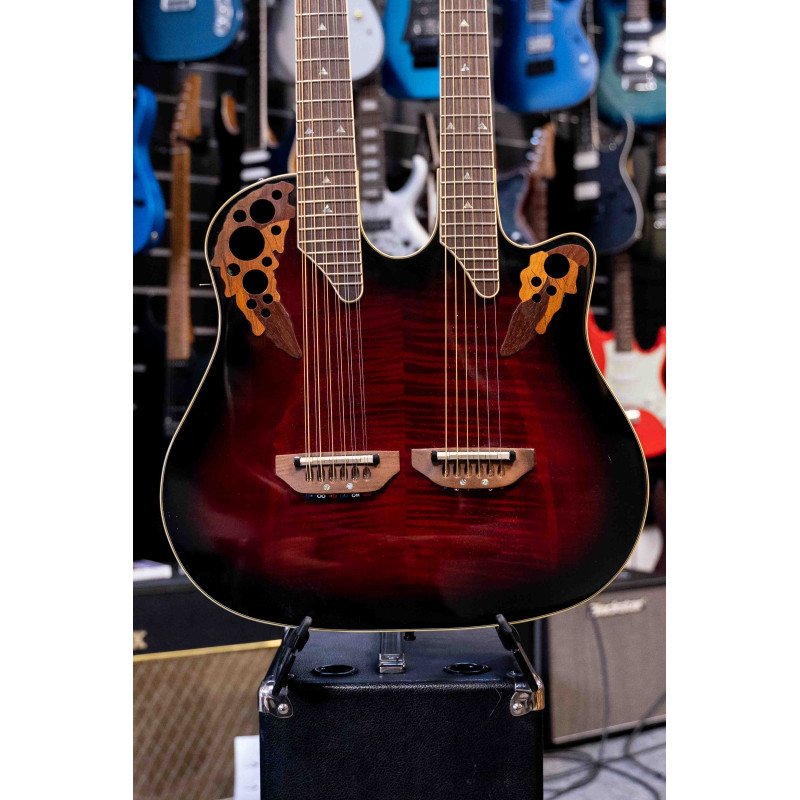 Ovation Celebrity Double Neck - Flamed Maple Ruby Red Burst