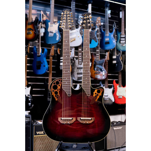 Ovation Celebrity Double Neck - Flamed Maple Ruby Red Burst
