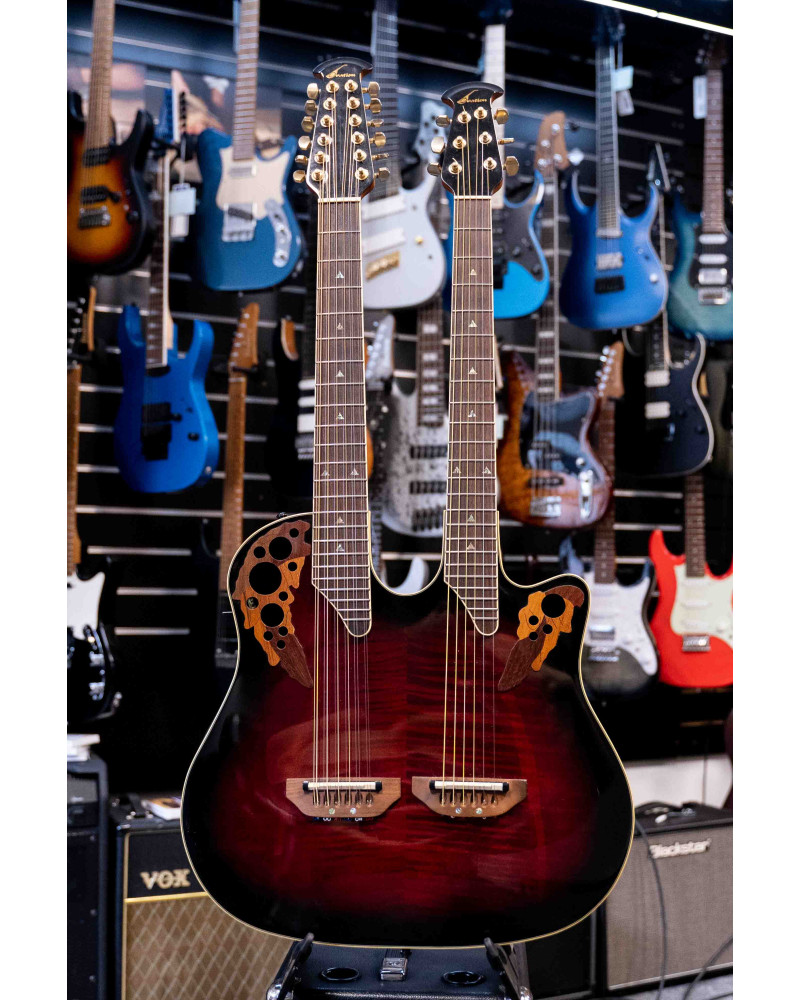Ovation Celebrity Double Neck - Flamed Maple Ruby Red Burst