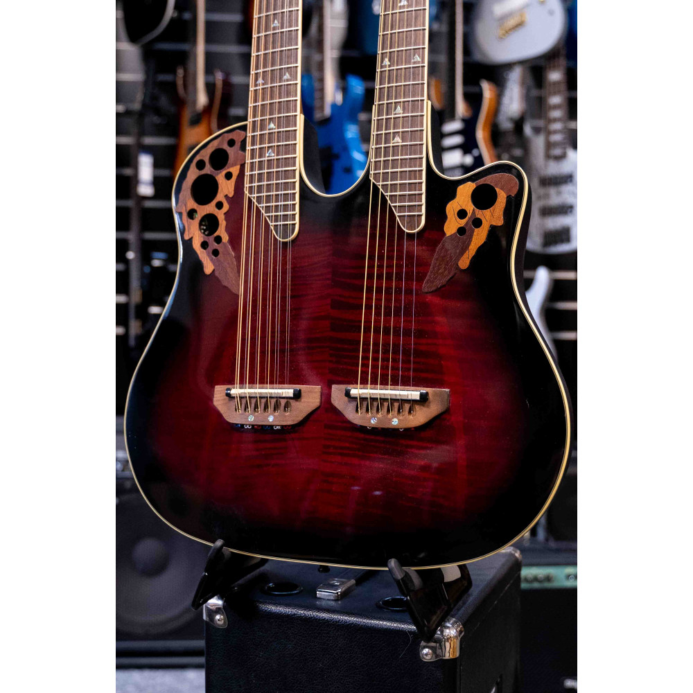 Ovation Celebrity Double Neck - Flamed Maple Ruby Red Burst