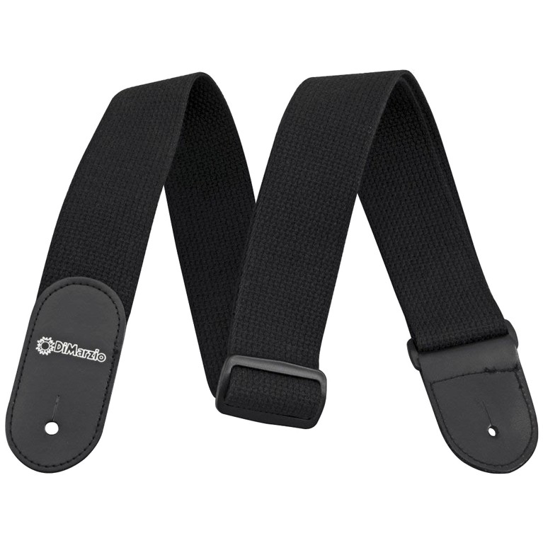 DiMarzio DD 3100CBK Woven Cotton Strap Leather Ends Black
