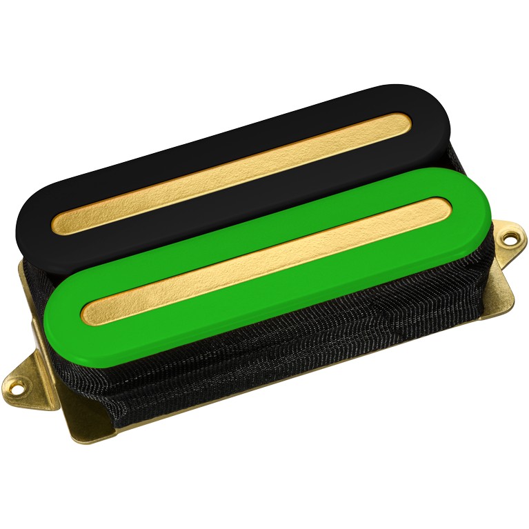DiMarzio DP 102BG+G X2N Universal spacing, Black/Green, Gold Pole Pieces
