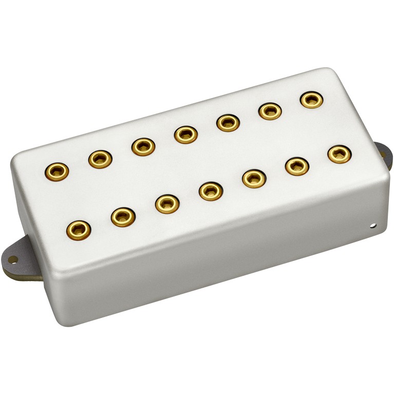 DiMarzio DP 711SN+G Ionizer 7 Bridge Satin Nickel Cover, Gold Pole Pieces