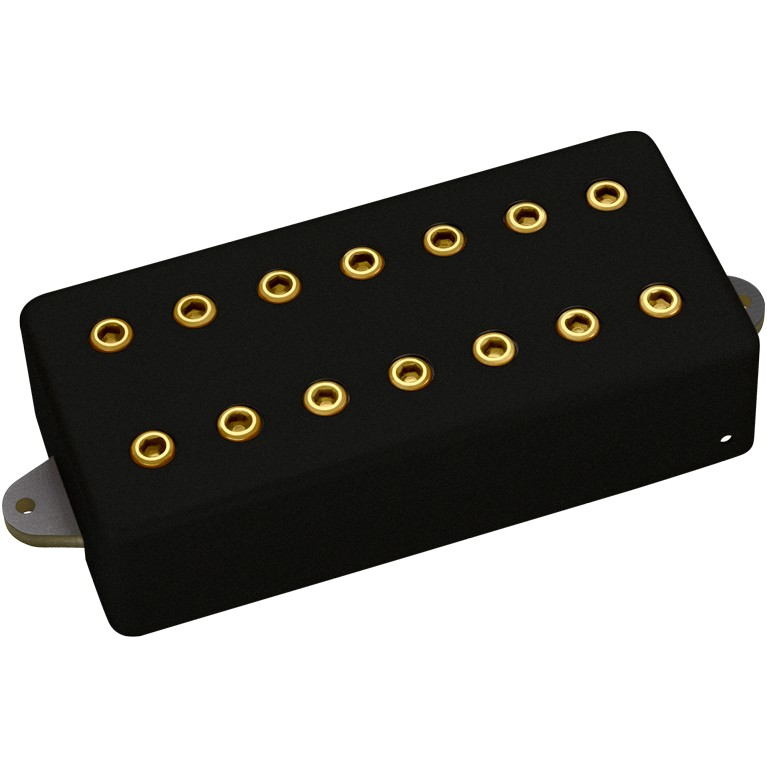 DiMarzio DP 719KK+G D Activator 7 Neck Black Metal Cover, Gold Pole Pieces