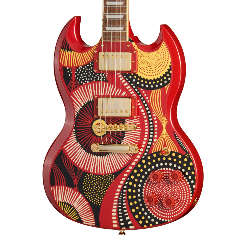 Epiphone Fatoumata Diawara SG, Ember Red with Malian Graphic