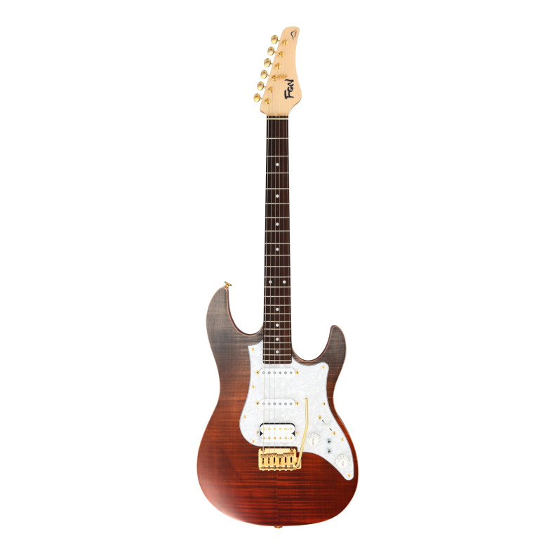 FGN FGEOS2FMRRKG Electric Guitar, Expert Odyssey FM, Ripe Kaki Gradation, Case