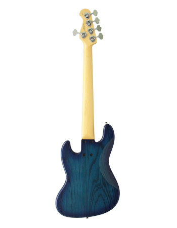 FGN FGJB100MBAHVSBB Bass Guitar, Neo Classic JB-100, 5-String Bass, See-Thru Blue Burst, Gig Bag
