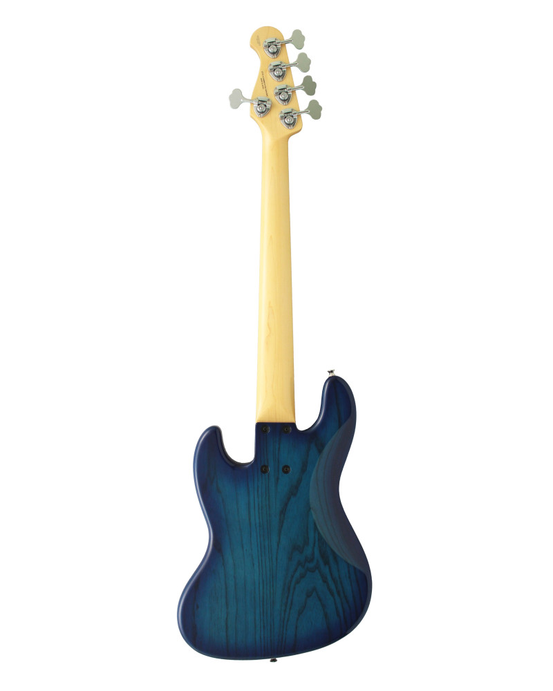 FGN FGJB100MBAHVSBB Bass Guitar, Neo Classic JB-100, 5-String Bass, See-Thru Blue Burst, Gig Bag