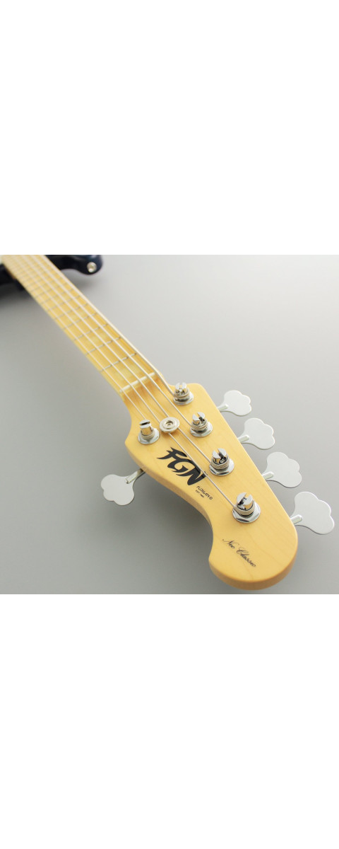 FGN FGJB100MBAHVSBB Bass Guitar, Neo Classic JB-100, 5-String Bass, See-Thru Blue Burst, Gig Bag