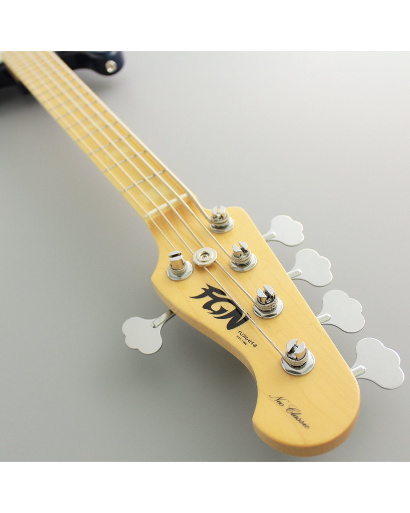 FGN FGJB100MBAHVSBB Bass Guitar, Neo Classic JB-100, 5-String Bass, See-Thru Blue Burst, Gig Bag