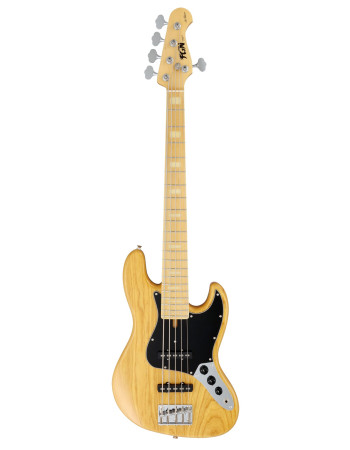 FGN FGJB100MBAHVVNT Bass Guitar, Neo Classic JB-100, 5-String, Vintage Natural, Gig Bag