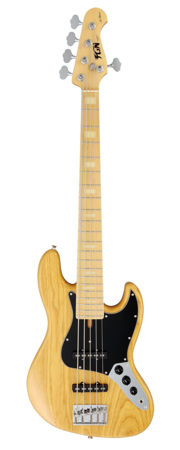 FGN FGJB100MBAHVVNT Bass Guitar, Neo Classic JB-100, 5-String, Vintage Natural, Gig Bag