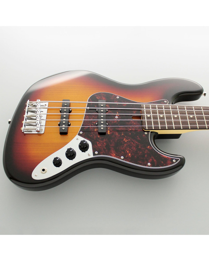 FGN FGJB100RALV3TS Bass Guitar, Neo Classic JB-100, 5-String, 3Tone Sunburst, Gig Bag