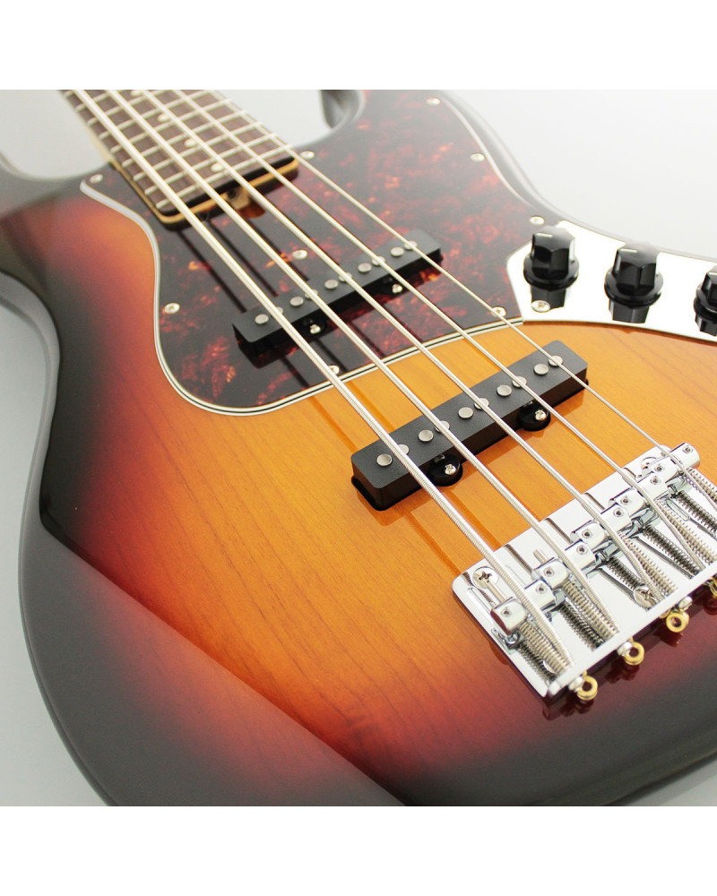 FGN FGJB100RALV3TS Bass Guitar, Neo Classic JB-100, 5-String, 3Tone Sunburst, Gig Bag