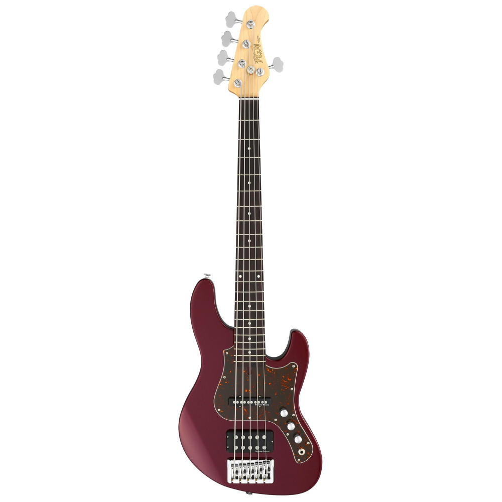 FGN FGJMJ52ALRAZM Electric Bass Guitar, J-Standard Mighty Jazz, 5-String, Azuki Metallic, Bag