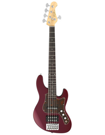 FGN FGJMJ52ALRAZM Electric Bass Guitar, J-Standard Mighty Jazz, 5-String, Azuki Metallic, Bag