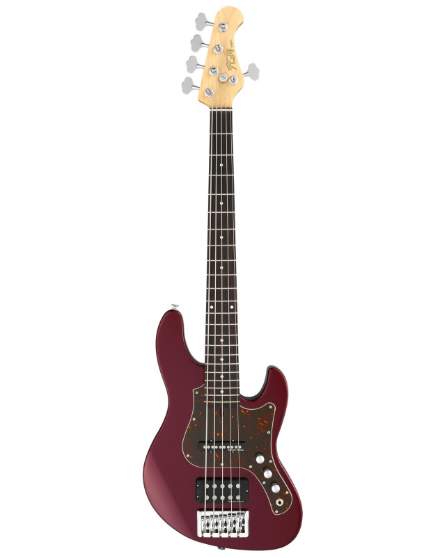 FGN FGJMJ52ALRAZM Electric Bass Guitar, J-Standard Mighty Jazz, 5-String, Azuki Metallic, Bag