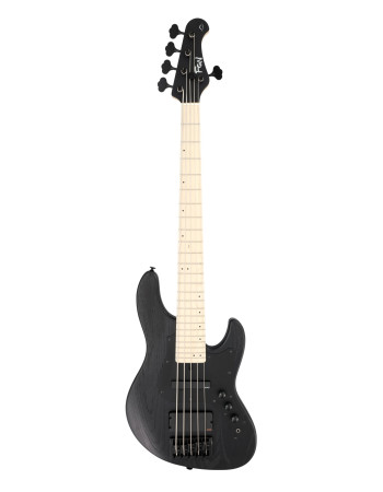 FGN FGJMJ53ASHDEMOPB Bass Guitar, J-Standard Mighty Jazz DE, 5-String, Open Pore Black, Softcase