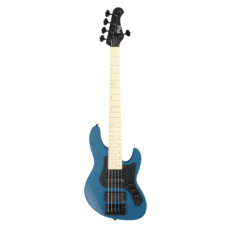FGN FGJMJ53ASHDEMOPBL Bass Guitar, J-Standard Mighty Jazz DE, 5-String, Open Pore Blue, Softcase