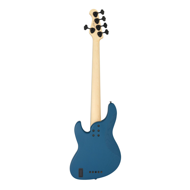 FGN FGJMJ53ASHDEMOPBL Bass Guitar, J-Standard Mighty Jazz DE, 5-String, Open Pore Blue, Softcase