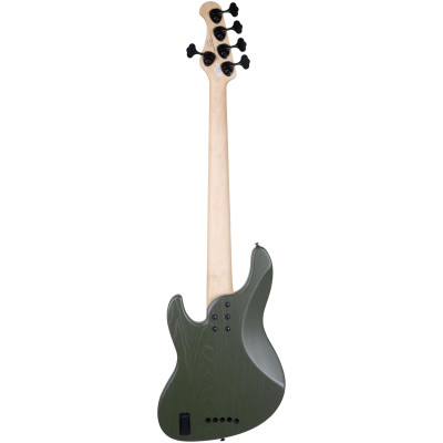 FGN FGJMJ53ASHDEMOPOG Bass Guitar, J-Standard Mighty Jazz 5 DE, Open Pore Olive Green, Soft Case