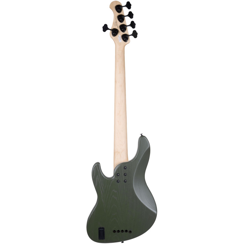FGN FGJMJ53ASHDEMOPOG Bass Guitar, J-Standard Mighty Jazz 5 DE, Open Pore Olive Green, Soft Case