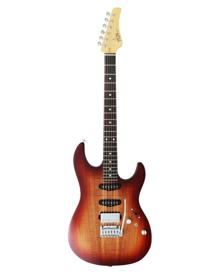 FGN FGJOSDUEW2RKNB Electric Guitar, J-Standard Odyssey DU, Koa Natural Burst, Bag