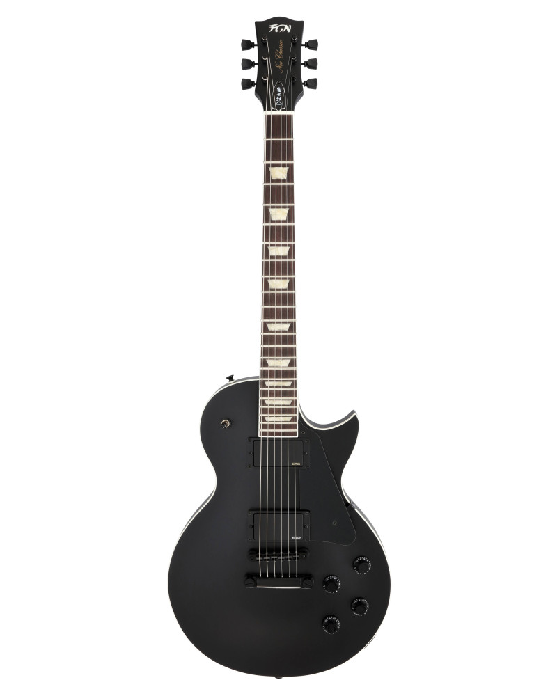 FGN FGLS10RMPMBK Electric Guitar, Neo Classic LS10, Thin Body, EMG Pickups, Matte Black, Bag