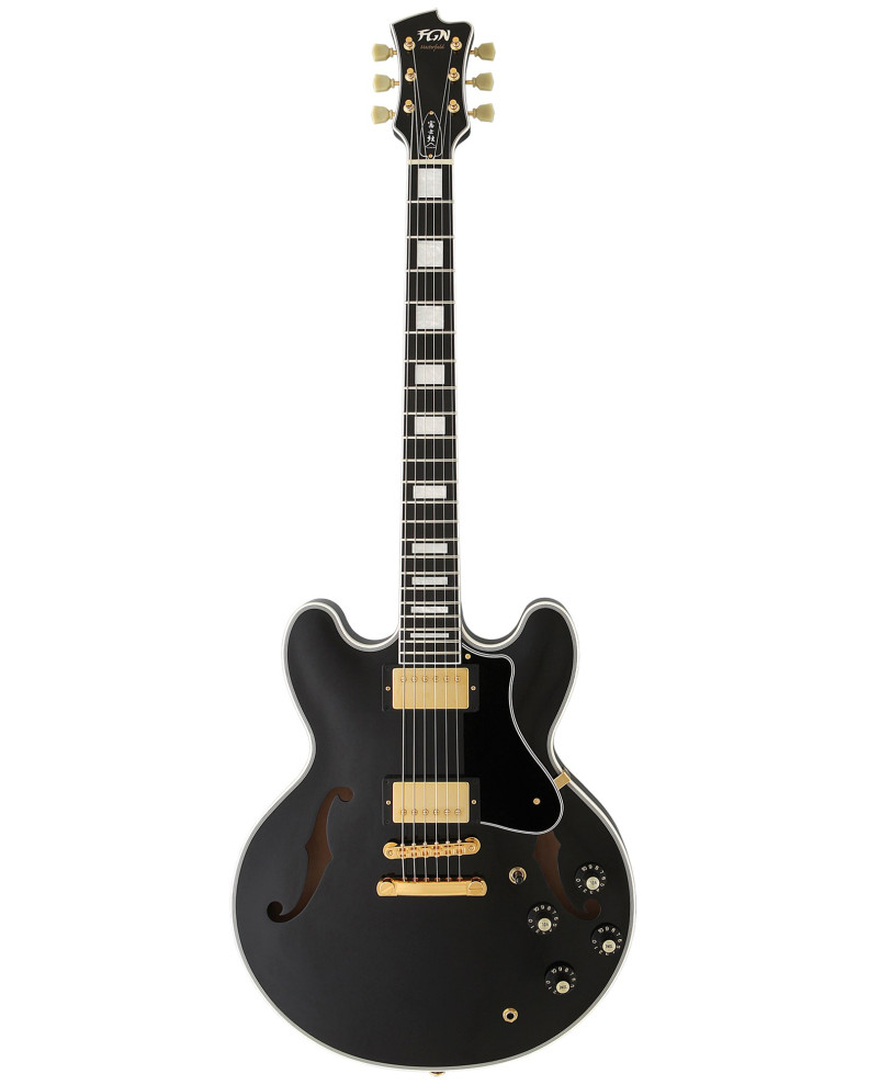 FGN FGMSAHPCBK Electric Guitar, Masterfield Semi Custom, HH, Black, Case