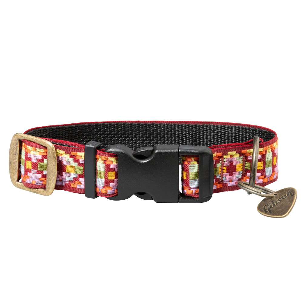 Gibson Dog Collar with Guitar Pick Tag, Pink, Small