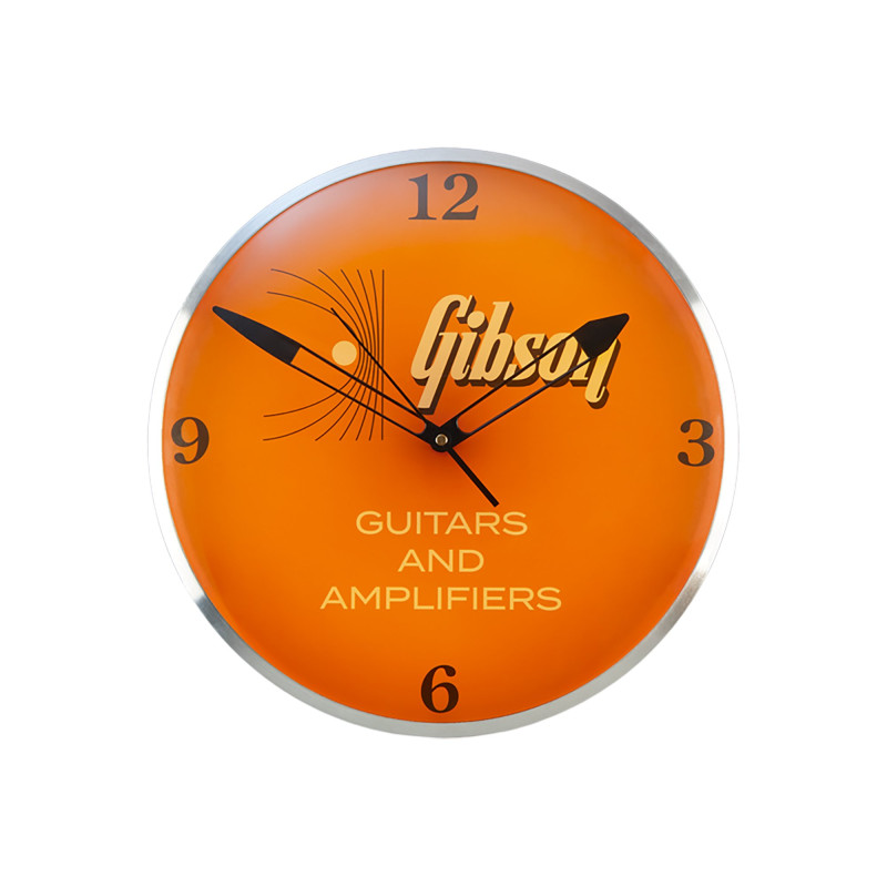 Gibson Vintage Lighted Wall Clock, Kalamazoo Orange, Sign