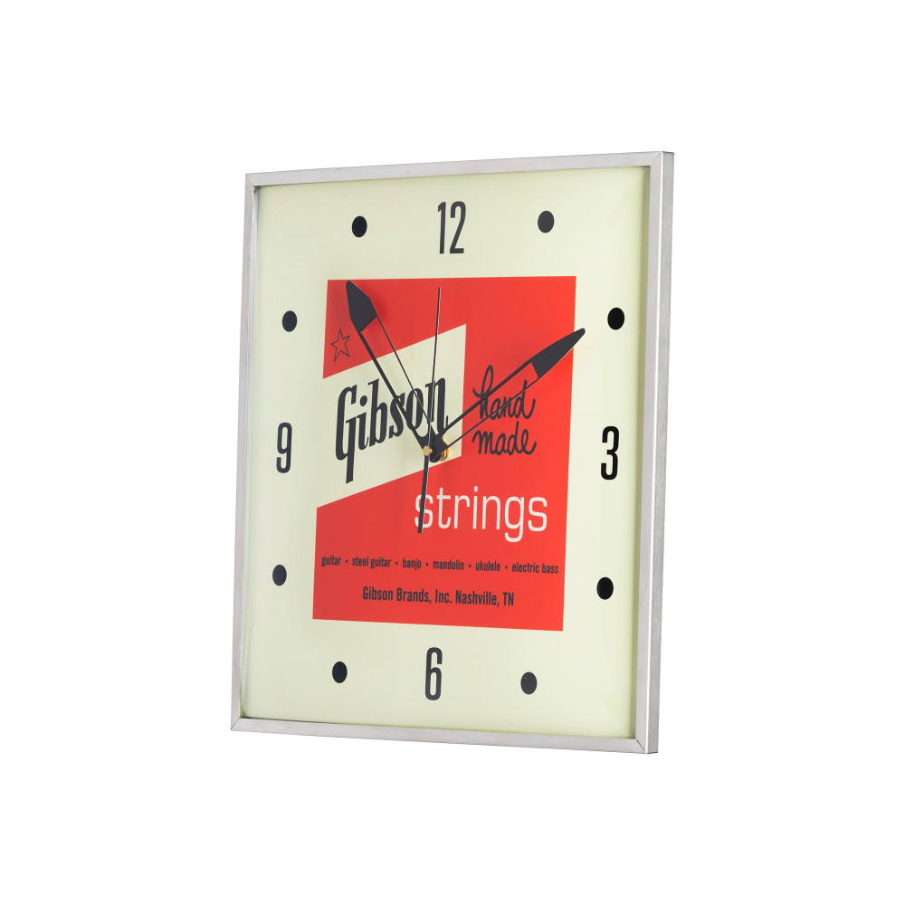 Gibson Vintage Lighted Wall Clock, Handmade Strings, Sign