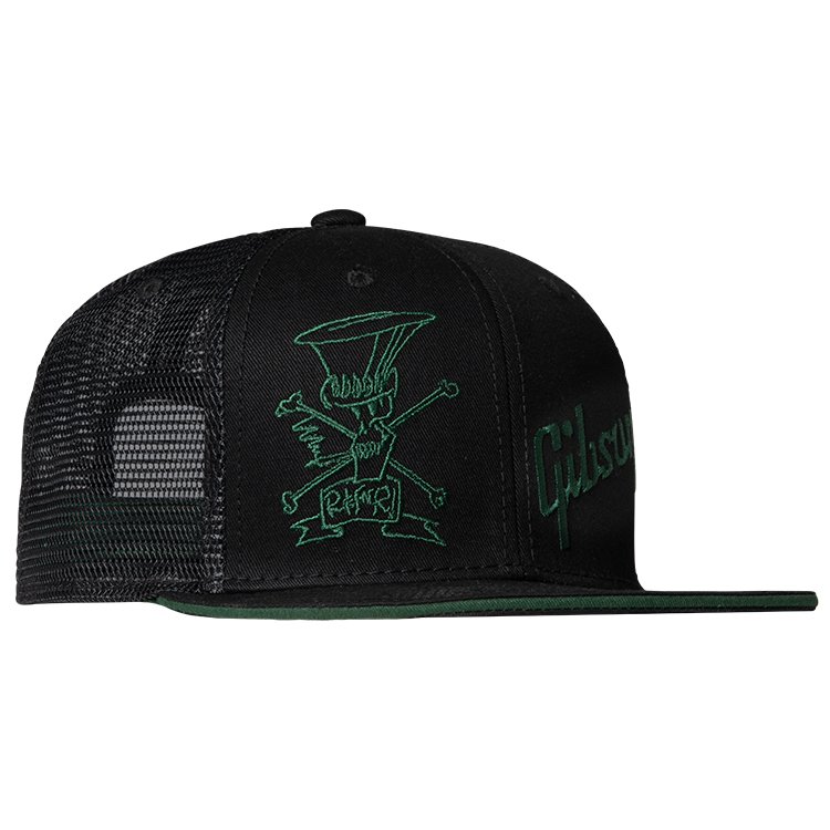 Gibson Slash 'Skully' Trucker Hat, Black & Green
