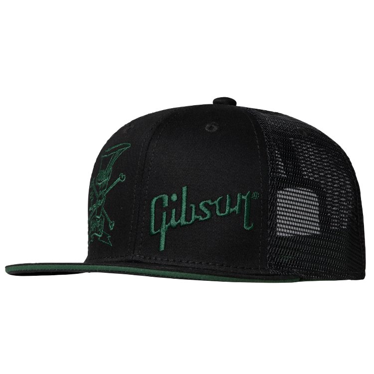 Gibson Slash 'Skully' Trucker Hat, Black & Green