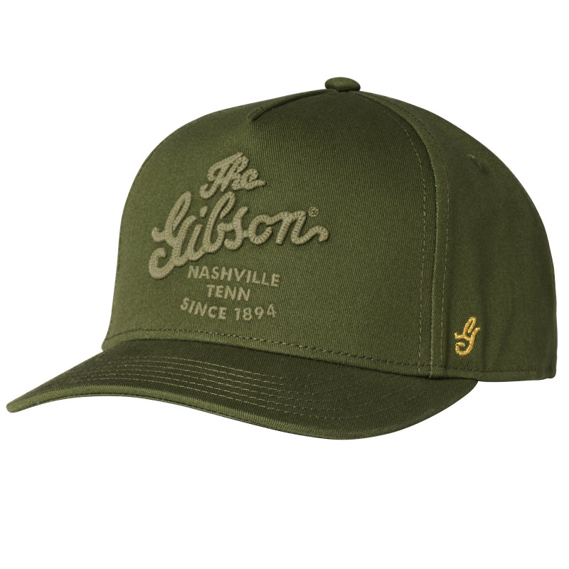 Gibson Script Logo Structured Snapback, Olive