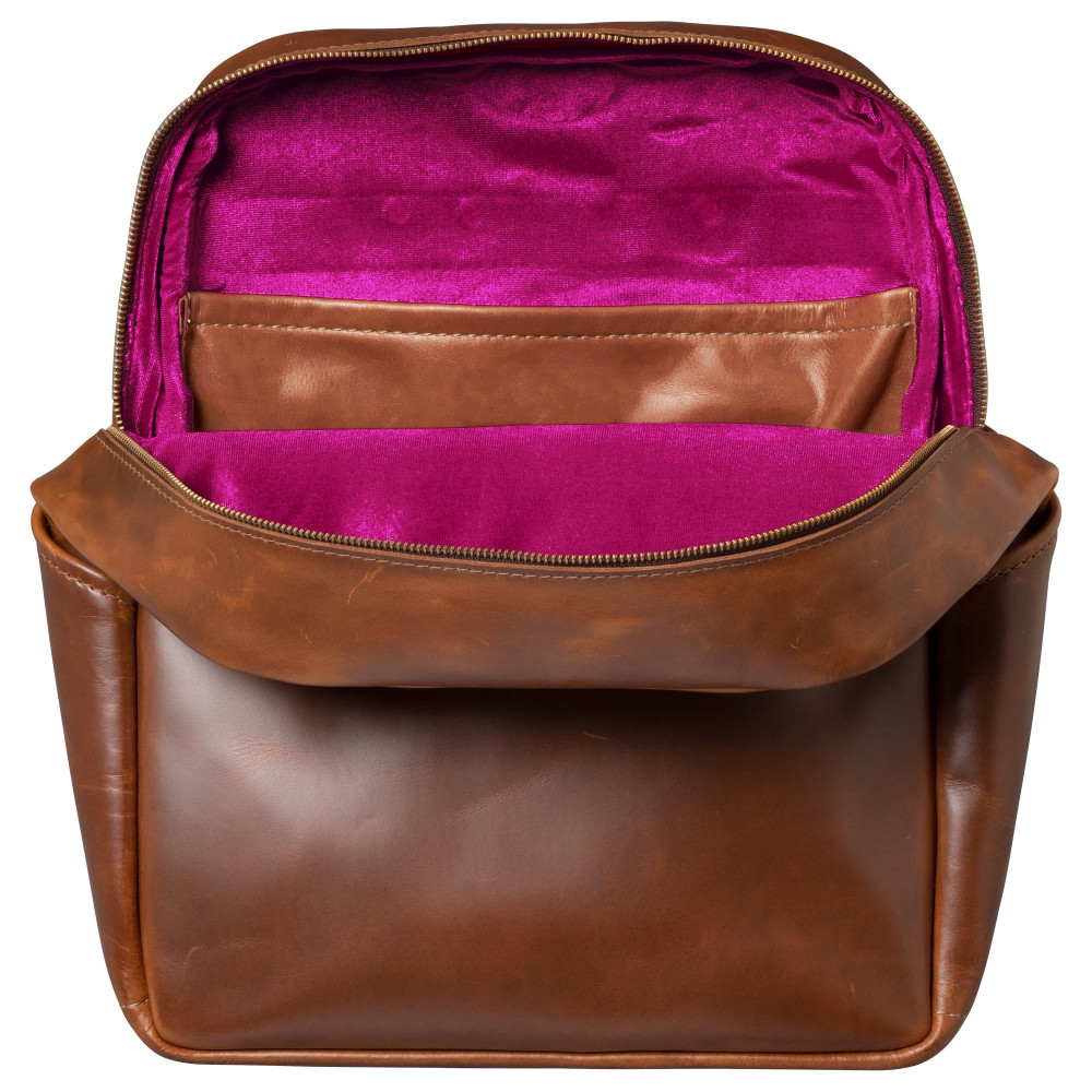 Lifton Leather Backpack, Brown, 50s Brown / Pink