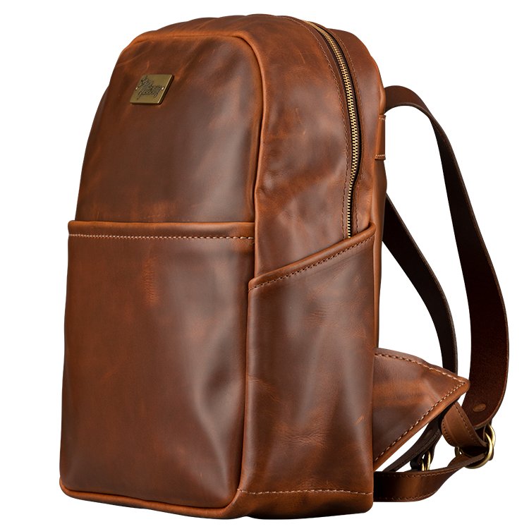 Lifton Leather Backpack, Brown, 50s Brown / Pink
