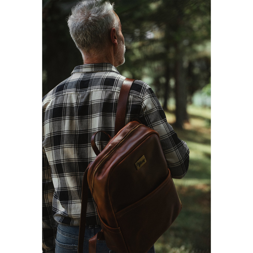 Lifton Leather Backpack, Brown, 50s Brown / Pink