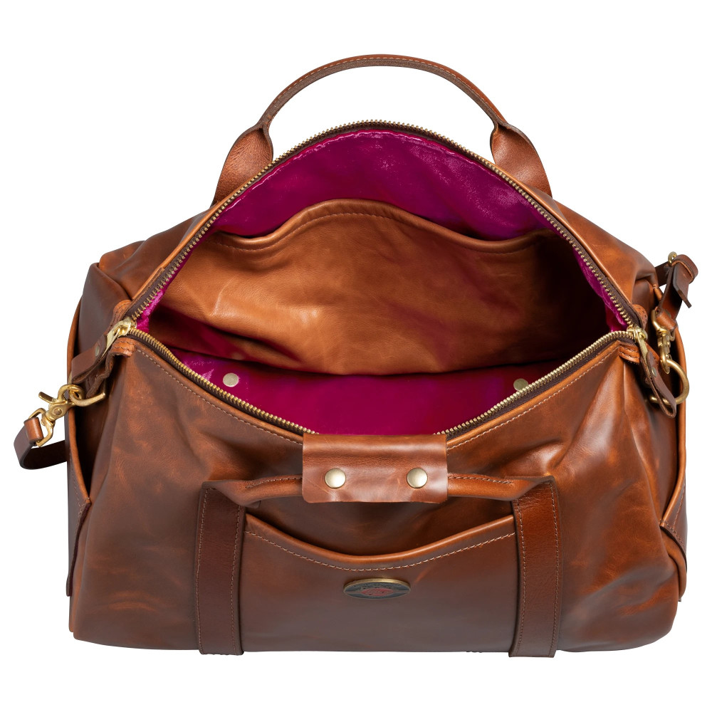 Lifton Leather Duffle Bag, Brown, 50s Brown / Pink