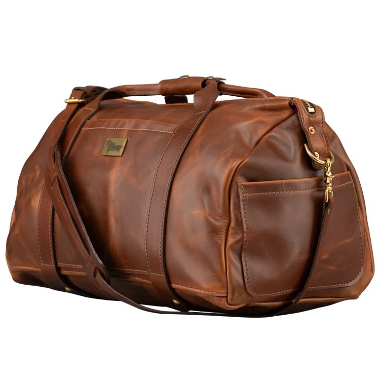 Lifton Leather Duffle Bag, Brown, 50s Brown / Pink
