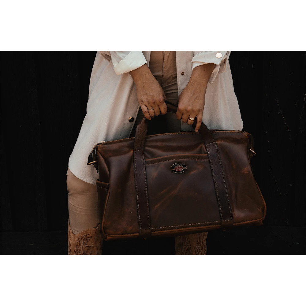 Lifton Leather Duffle Bag, Brown, 50s Brown / Pink