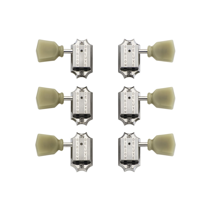 Gibson Deluxe Green Key Tuner Set, Vintage Nickel, Replacement Part