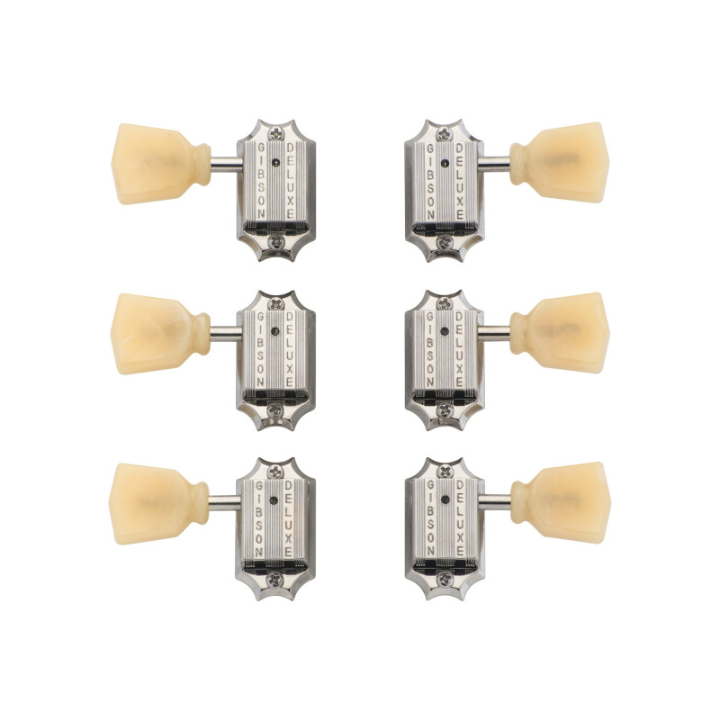 Gibson Vintage Nickel Machine Heads, Yellow Buttons, Replacement Part