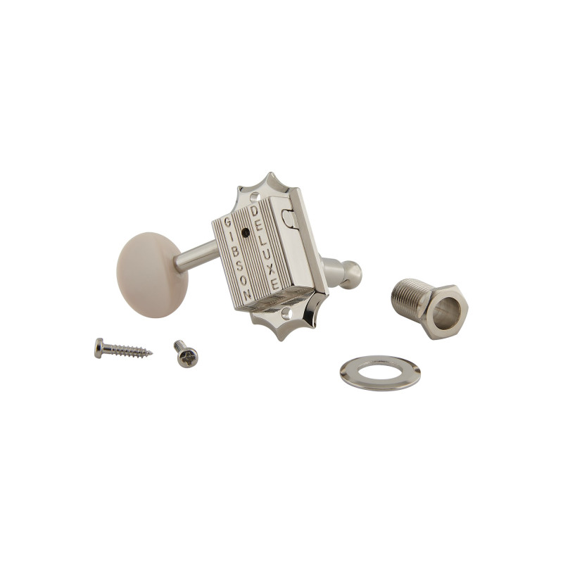 Gibson Deluxe White Button Tuner Set, Vintage Nickel, Replacement Part