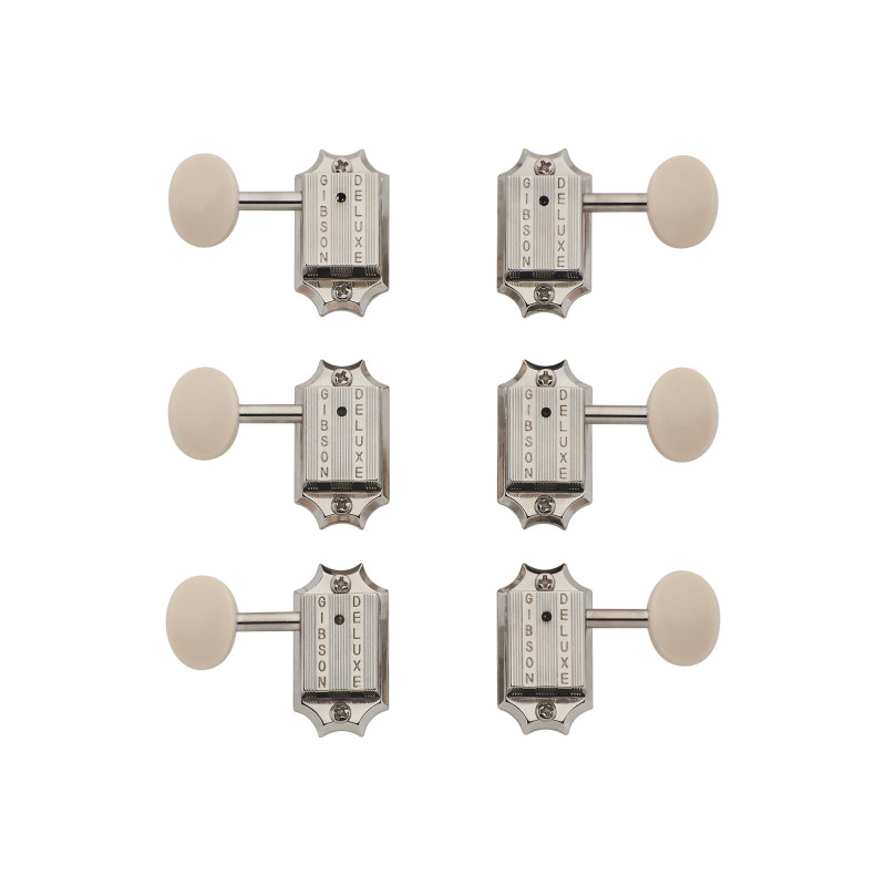 Gibson Deluxe White Button Tuner Set, Vintage Nickel, Replacement Part