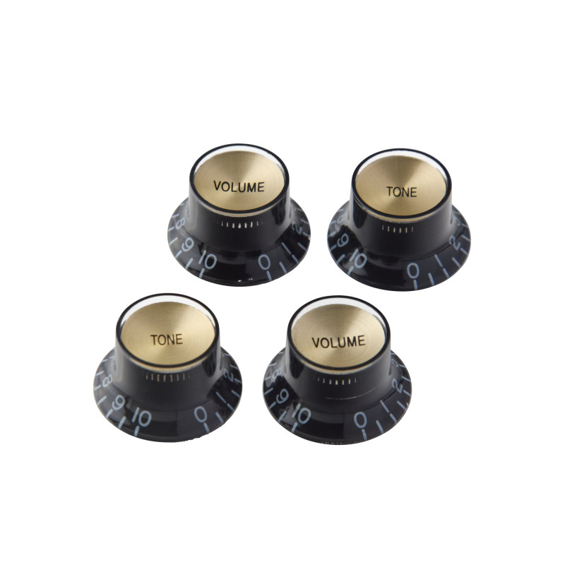 Gibson Top Hat Knobs, Black with Gold Inserts, 4 pack, Replacement Part