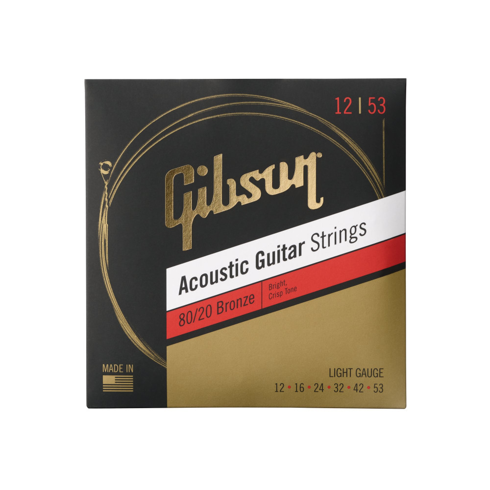 Gibson 80/20 Bronze Acoustic Guitar Strings, Light Gauge