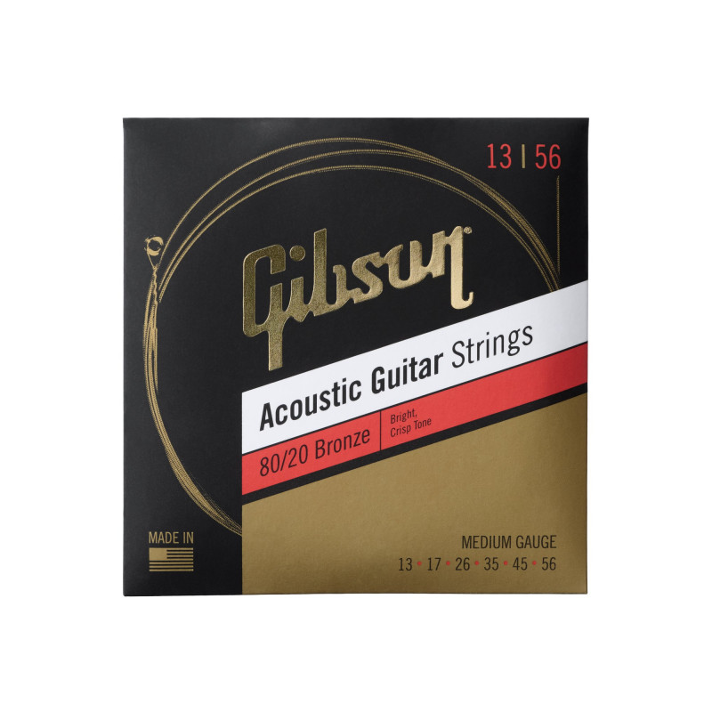 Gibson 80/20 Bronze Acoustic Guitar Strings, Medium Gauge