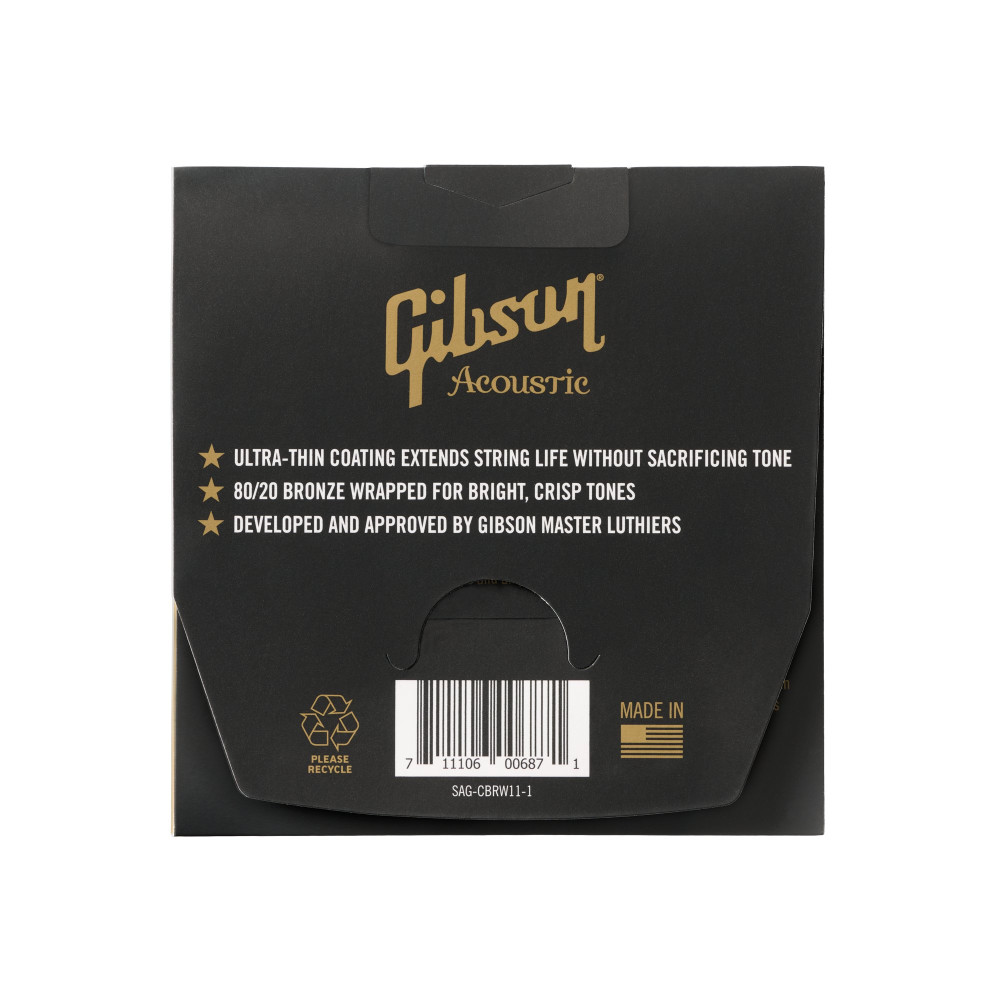 Gibson Coated 80/20 Bronze Acoustic Guitar Strings, Ultra-Light Gauge